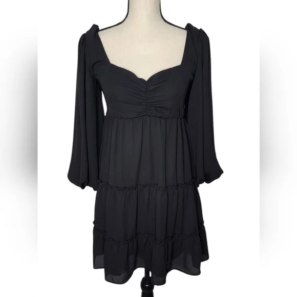 Show Me Your Mumu MANDI MINI DRESS Black Smocked Back Size Large M - Picture 2 of 7
